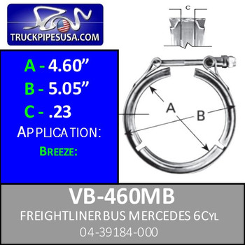 VB-460MB A04-39184-000 Mercedes Bus 6 Cylinder V-Band Turbo Exhaust Clamp VB-460MB A04-39184-000 Mercedes Bus 6 Cylinder V-Band Turbo Exhaust Clamp