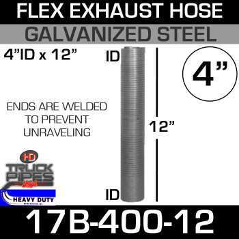 4" x 12" Flex Exhaust Tubing Galvanized Steel