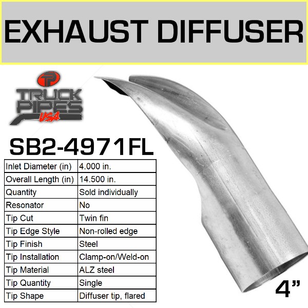 SB24971FL 4" Freightliner Bus Diffuser Pipe Tip