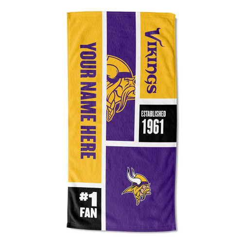 [Personalization Only] Vikings Colorblock Personalized Beach Towel