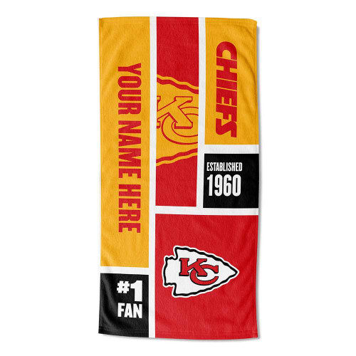 [Personalization Only] Chiefs Colorblock Personalized Beach Towel