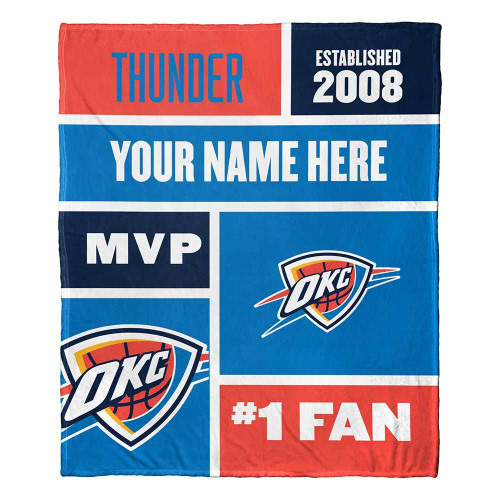 [Personalization Only] Oklahoma City Thunder - Colorblock Personalized Silk Touch Throw Blanket