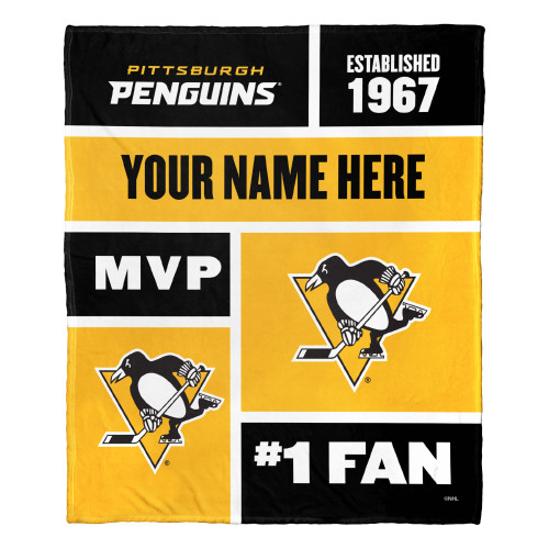 [Personalization Only] Pittsburgh Penguins Colorblock Personalized Silk Touch Throw Blanket