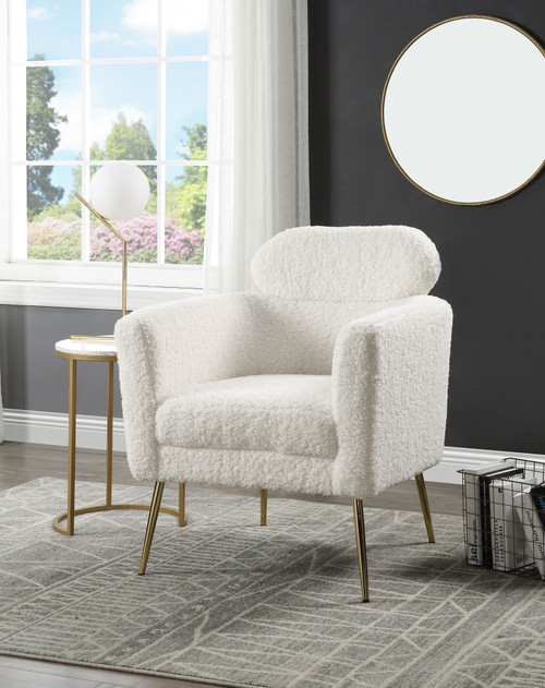 ACME Connock Accent Chair, White Faux Sherpa AC00124