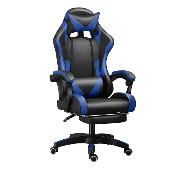 PU gaming chair, swivel recliner with adjustable backrest and seat height, high back gaming chair with footrest, office chair with 360° swivel, suitable for office or gaming