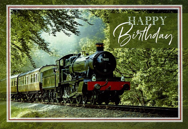 Birthday cards with locomotives / trains