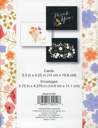 blank  Park Lane Thank You cards