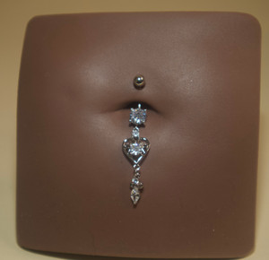 Steel Dangling Heart Circle Navel Belly Button Steel Dangling Heart Circle Navel Belly Button