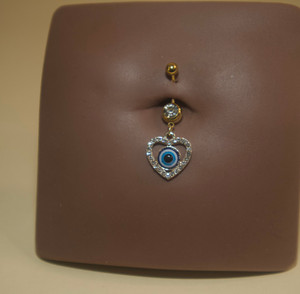 Steel Evil Eye Heart Navel Belly Button Ring Steel Evil Eye Heart Navel Belly Button Ring
