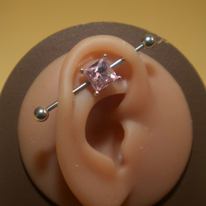 Steel Square Gem Industrial Barbell Body Piercing Jewelry Steel Square Gem Industrial Barbell Body Piercing Jewelry