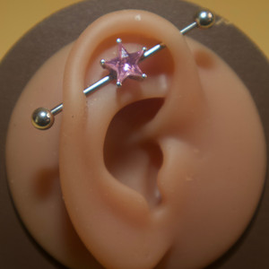 Steel Star Gem Industrial Barbell Body Jewelry Steel Star Gem Industrial Barbell Body Jewelry