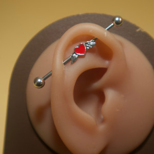 Surgical Steel Tiny Heart Wings Industrial Barbell Body Piercing Jewelry Surgical Steel Tiny Heart Wings Industrial Barbell Body Piercing Jewelry