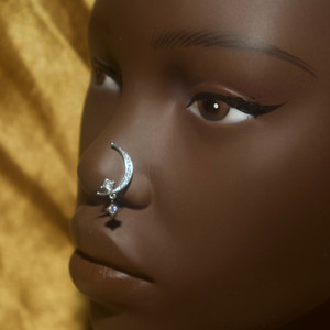 Half Moon Dangle Gem Nose Stud Jewelry Half Moon Dangle Gem Nose Stud Jewelry