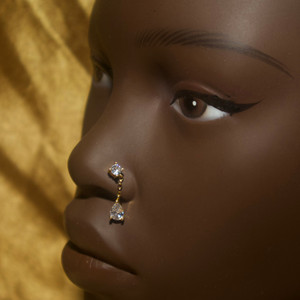 Yalin Two Gems Nose Stud Ring Piercing Yalin Two Gems Nose Stud Ring Piercing
