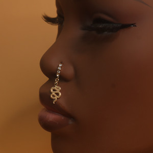 Dangle Ziggy Snake Nose Hoop Ring Piercing Dangle Ziggy Snake Nose Hoop Ring Piercing