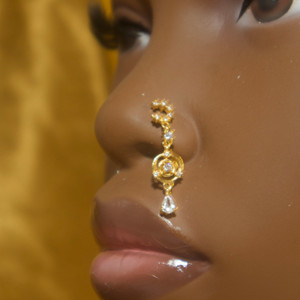 NIAMH Dangle Gem Nose Stud Ring Piercing Jewelry NIAMH Dangle Gem Nose Stud Ring Piercing Jewelry