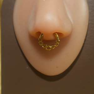 Gold Color Heart Septum Clicker Nose Hoop Piercing Jewelry Gold Color Heart Septum Clicker Nose Hoop Piercing Jewelry