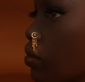 Star Glazing Moon Nose Stud Ring Piercing Star Glazing Moon Nose Stud Ring Piercing