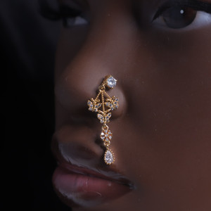SnowFlake Triple Butterflies Dangle Gem Nose Stud SnowFlake Triple Butterflies Dangle Gem Nose Stud