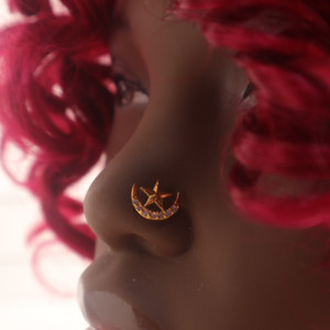 Star On Half Moon Nose Stud Ring Piercing Jewelry Star On Half Moon Nose Stud Ring Piercing Jewelry