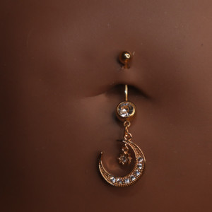 Steel Plus Size Star Half One Big Gem Moon Navel Piercing
