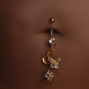 Steel double butterfly plus size navel Ring Body Piercing Steel double butterfly plus size navel Ring Body Piercing