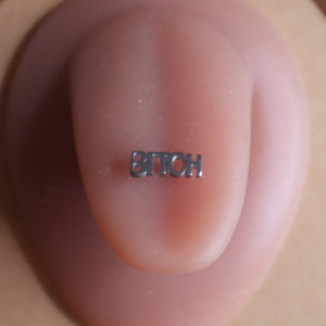 Silver Color Bitch Tongue Ring Body Piercing Jewelry Silver Color Bitch Tongue Ring Body Piercing Jewelry