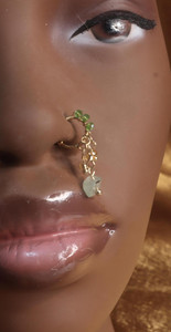 Jade stone Crystal Faux Nose Hoop Cuff Jade stone Crystal Faux Nose Hoop Cuff