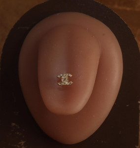14G Steel Double CC Gem Tongue ring barbell piercing 14G Steel Double CC Gem Tongue ring barbell piercing