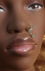Pink Green Bead Nose Hoop Dangle Piercing Pink Green Bead Nose Hoop Dangle Piercing