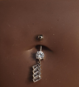 Steel Square Down Gem Navel Body Piercing Jewelry Steel Square Down Gem Navel Body Piercing Jewelry