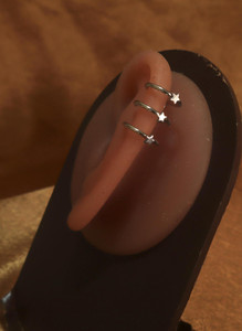 Non Piercing Ear Cuff Three Star Hook Ring Non Piercing Ear Cuff Three Star Hook Ring