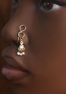 Handmade Dangle Swirl Pearl Charm Nose Cuff Handmade Dangle Swirl Pearl Charm Nose Cuff