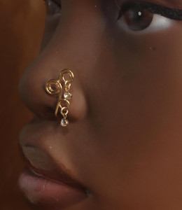 Three Swirl Dangle Gem Nose Cuff Jewelry Three Swirl Dangle Gem Nose Cuff Jewelry