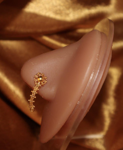 Long Flower Chain Circle Dangle Nose Stud Long Flower Chain Circle Dangle Nose Stud