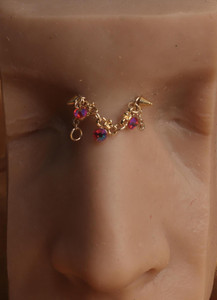 Three Gem Pink Bridge Piercing Jewelry Three Gem Pink Bridge Piercing Jewelry