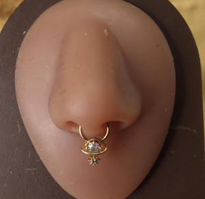 Cosmic Charm: Orbit Moon and Dangle Star Septum Cosmic Charm: Orbit Moon and Dangle Star Septum