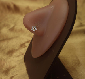 Petite Flower Gemstones Nose Ring Hoop Petite Flower Gemstones Nose Ring Hoop
