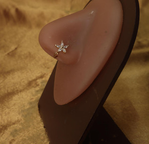 Dainty Floral Gemstones Nose Hoop Piercing Dainty Floral Gemstones Nose Hoop Piercing