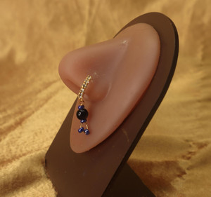 Stylish Nose Hoop Piercing Dangling Black Ball and Colorful Beads Stylish Nose Hoop Piercing Dangling Black Ball and Colorful Beads