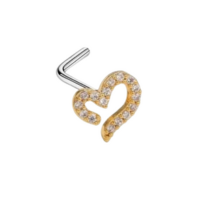 Y2K 20G CURVE HEART NOSE STUD PIERCING