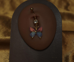 Butterfly Pink and Blue Belly Button Ring Butterfly Pink and Blue Belly Button Ring