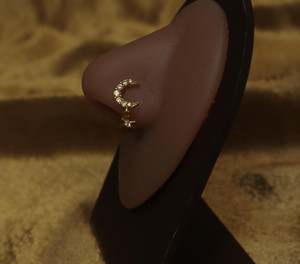 Half Moon Celestial Dangle Star Nose Stud Half Moon Celestial Dangle Star Nose Stud