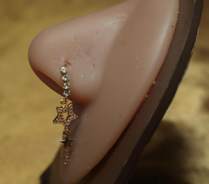 Double Star Dangle Nose Hoop Double Star Dangle Nose Hoop