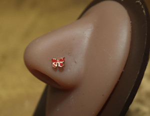 Red Bow Christmas Nose Stud Red Bow Christmas Nose Stud