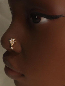 Dangle Flower Gem Nose Stud Piercing Dangle Flower Gem Nose Stud Piercing