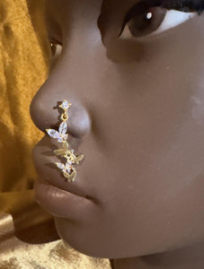 Dangle Butterfly Four Crystal Shiny Gems Nose Stud Dangle Butterfly Four Crystal Shiny Gems Nose Stud