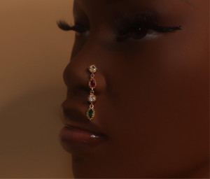 Positivity Dangle Gem Nose Stud Piercing Jewelry Positivity Dangle Gem Nose Stud Piercing Jewelry