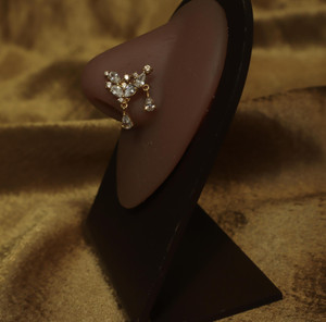 Geometric Double Drop CZ Dangle Nose Stud Geometric Double Drop CZ Dangle Nose Stud