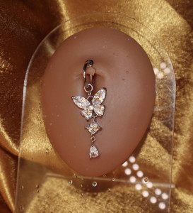 Dangle Butterfly  Cubic Zircon Gem Belly Button Clip-On Jewelry Dangle Butterfly  Cubic Zircon Gem Belly Button Clip-On Jewelry